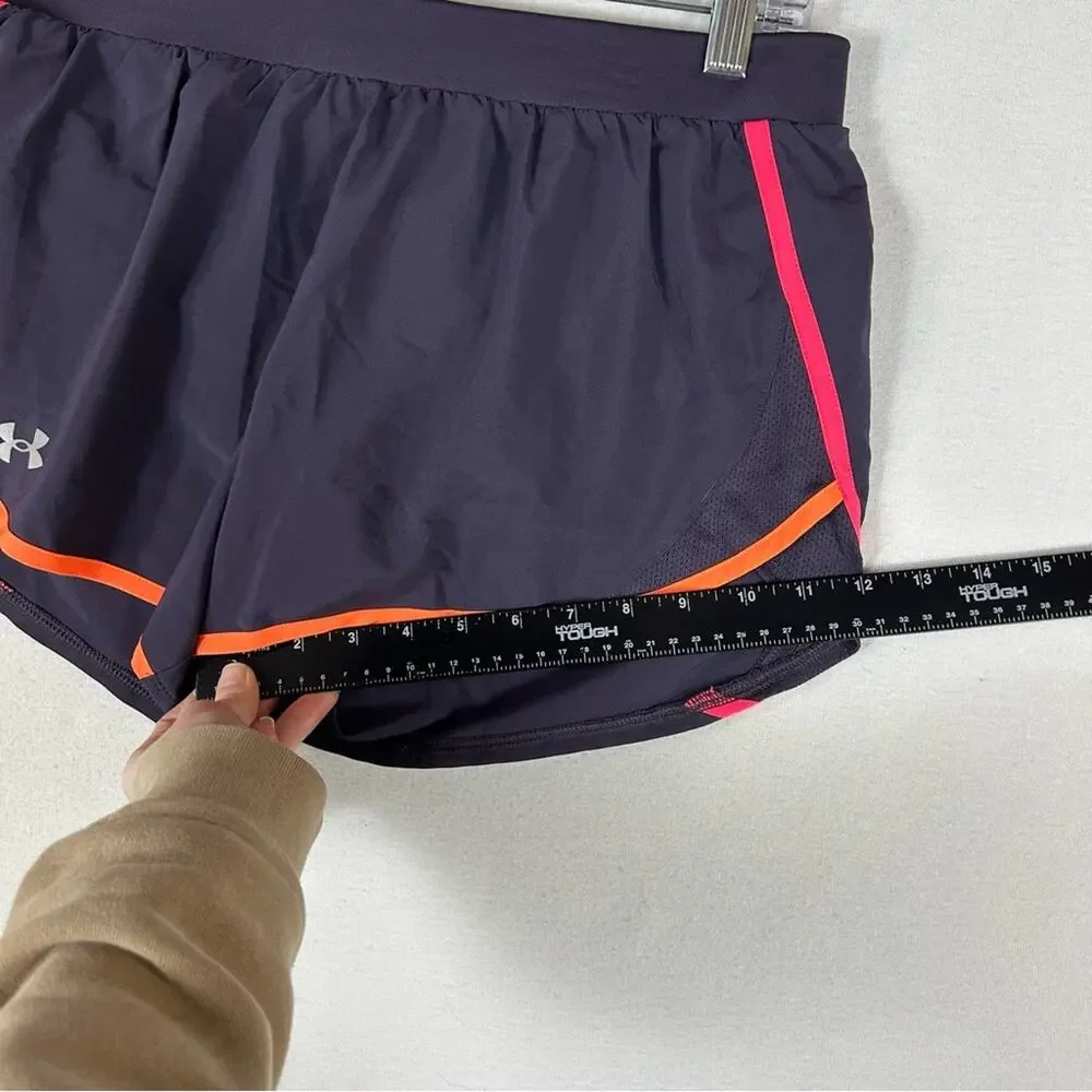 Under Armour Womens Loose Training Shorts M Purple Lined Drawstring Heat Gear